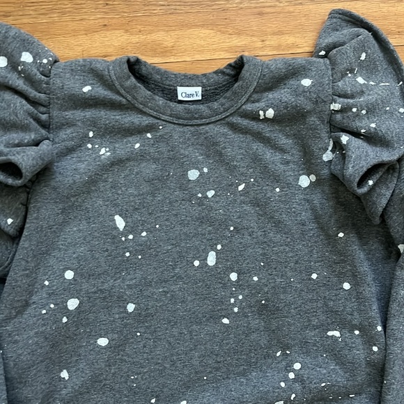 Clare V Gray Sweatshirt with White Splatter - Picture 2 of 5